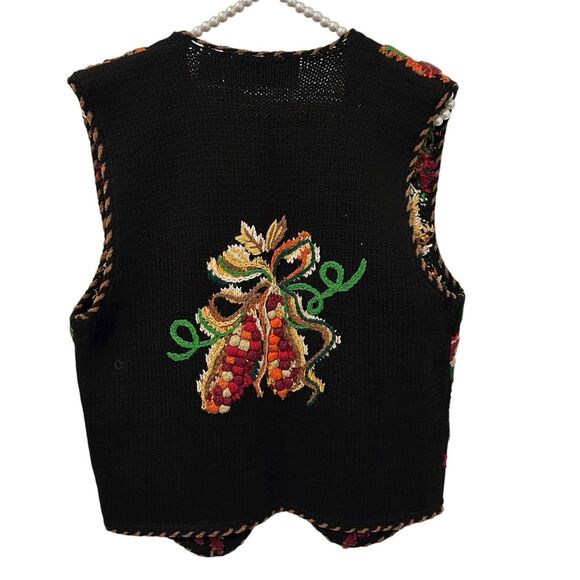 Vintage Belle Pointe Sweater Vest Small Fruit Granny Hand Knit Cottagecore - Picture 2 of 12